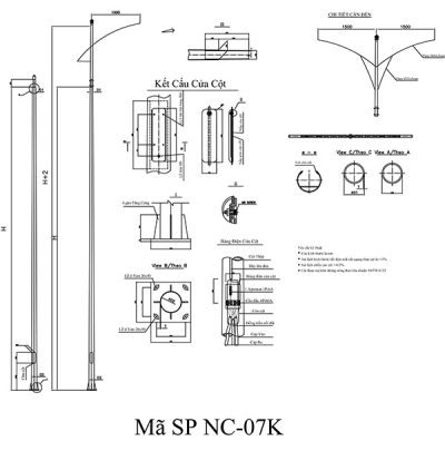 Cột Thép Bát Giác Rời Cần Đơn