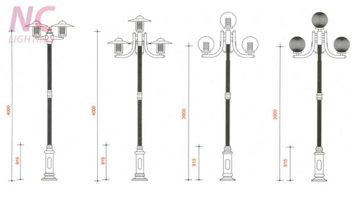 Bản thiết kế cột đèn sân vườn NOUVO