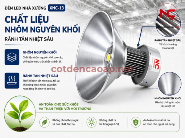 Chất liệu của đèn led nhà xưởng XNC-13