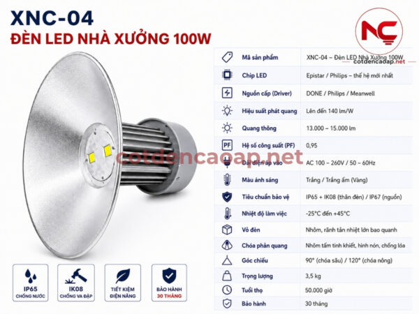 Đèn LED Nhà Xưởng 100W XNC-04