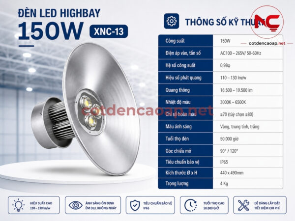 Thông số kỹ thuật đèn led nhà xưởng XNC-13