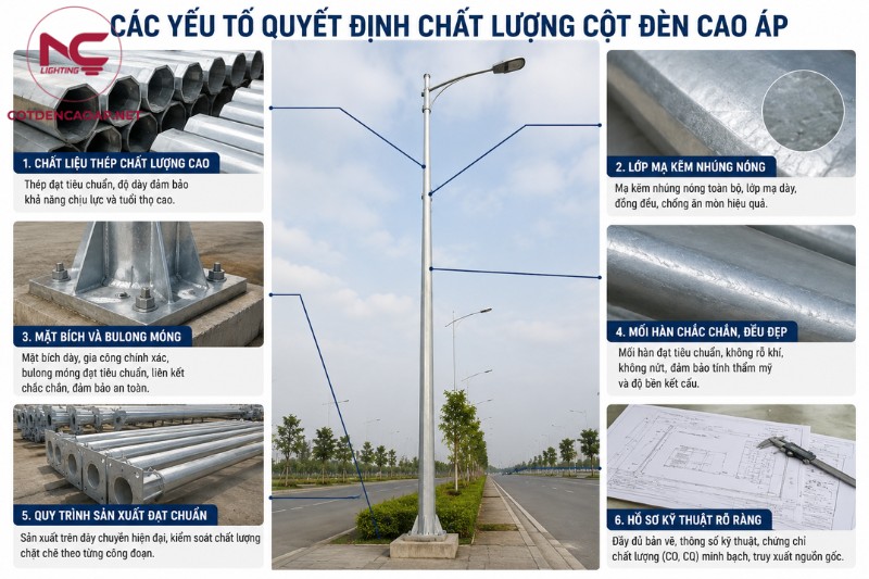 Các yếu tố quyết định chất lượng cột đèn cao áp