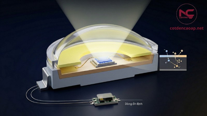 Minh họa nguyên lý hoạt động đèn LED