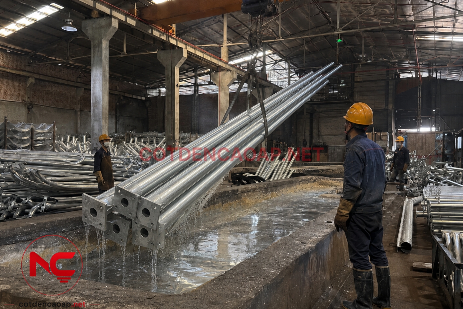 Mạ kẽm nhúng nóng cột đèn cao áp