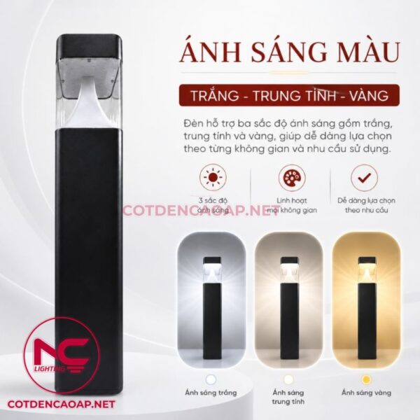 Đèn nấm vuông đầu nhựa trong DN19