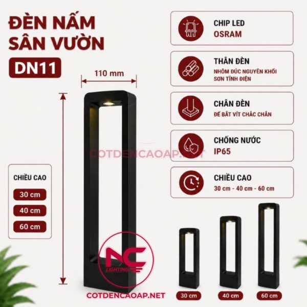 cấu tạo đèn nấm sân vườn DN11