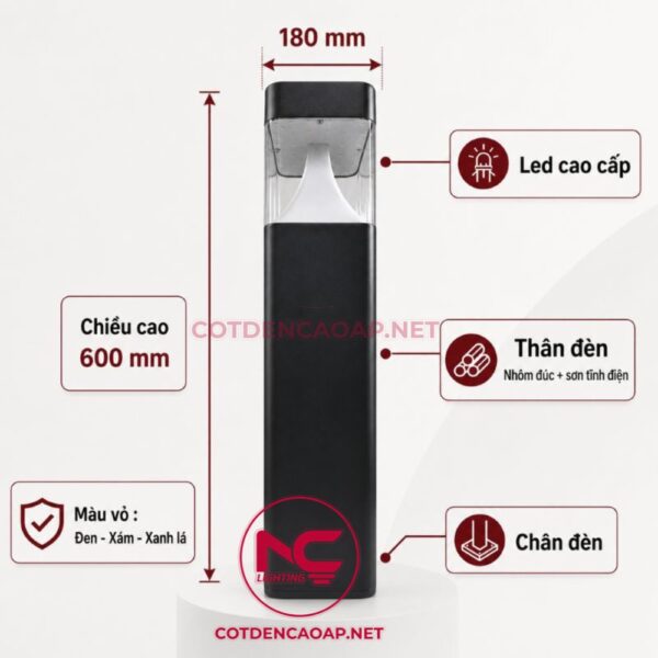 Cấu tạo đèn nấm sân vườn DN19