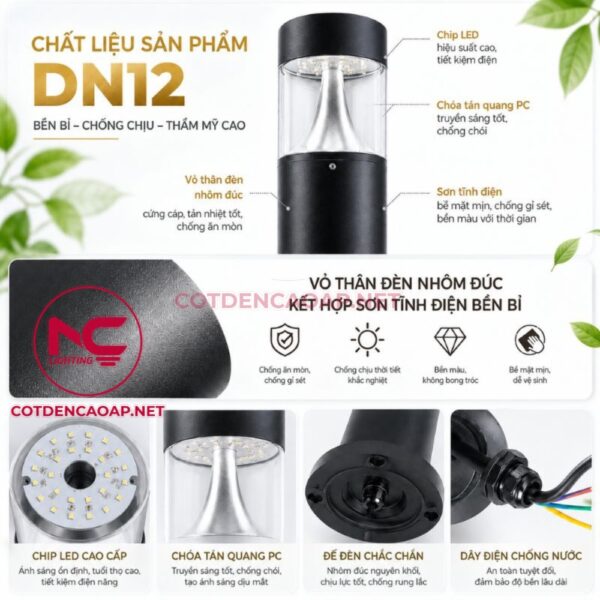Chiếu liệu đèn nấm sân vườn DN12