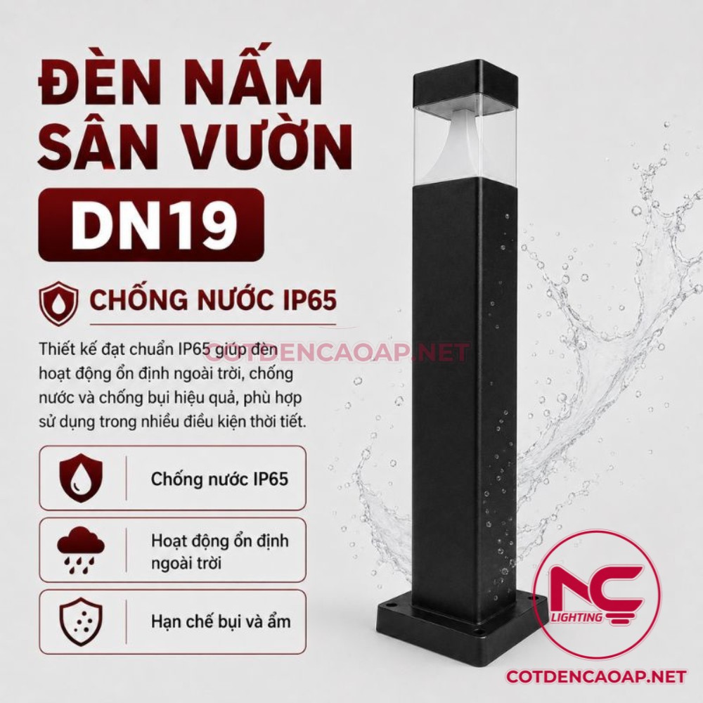 Đèn Nấm Vuông Đầu Nhựa Trong DN19