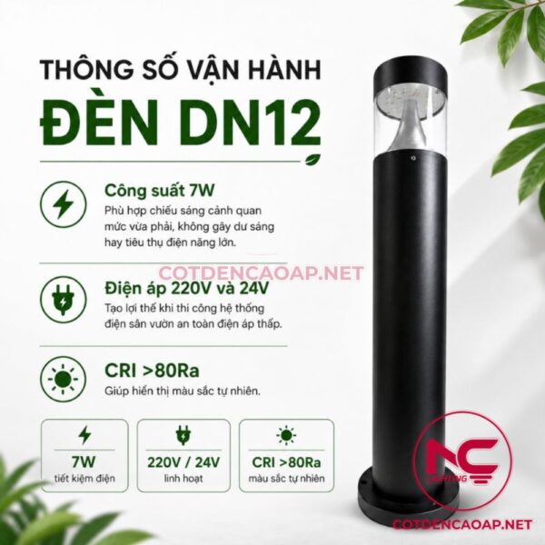 Thông số đèn nấm sân vườn DN12