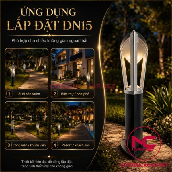 Ứng dụng đèn nấm sân vườn DN15