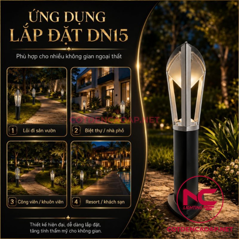 Ứng dụng đèn nấm sân vườn DN15