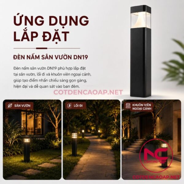 Ứng dụng đèn nấm sân vườn DN19