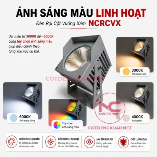 Đèn Rọi Cột Vuông Xám NCRCVX