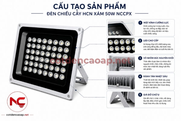 Đèn Chiếu Cây HCN Xám 50W NCCPX