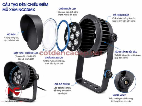 Đèn Chiếu Điểm Mũ Xám NCCDMX