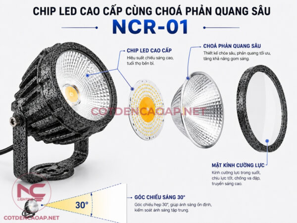 chip led đèn rọi cột ncr 01