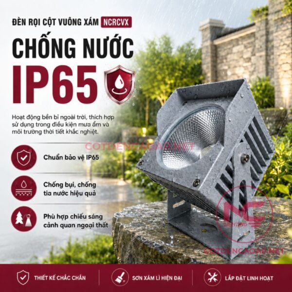 Đèn Rọi Cột Vuông Xám NCRCVX