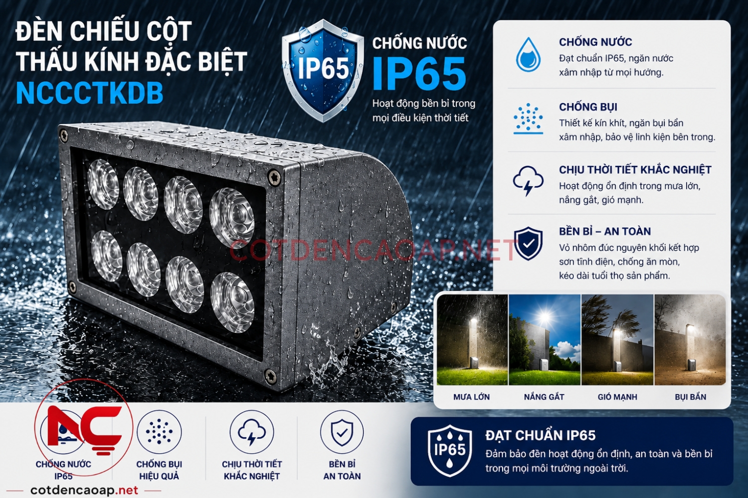 IP 65 chiếu cây thiếu kính đặc biệt NCCCTKDB