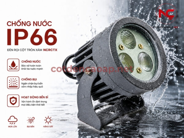 Đèn Rọi Cột Tròn Xám NCRCTX
