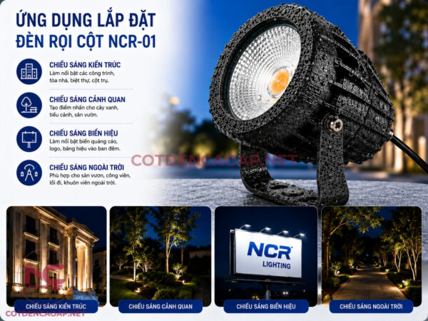 Ứng dụng đèn rọi cột ncr 01