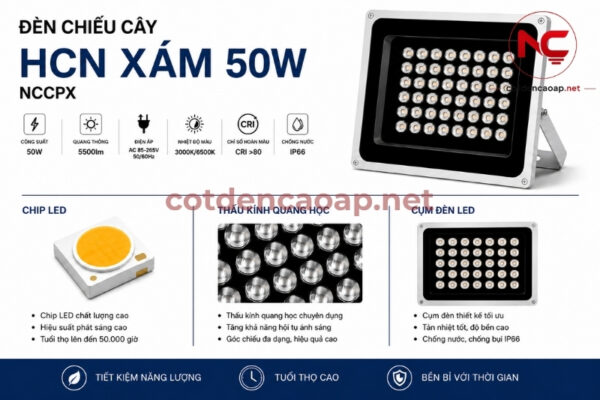 Đèn Chiếu Cây HCN Xám 50W NCCPX