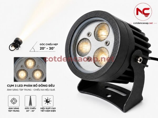 Đèn Rọi Cột Tròn Xám NCRCTX
