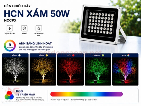 Đèn Chiếu Cây HCN Xám 50W NCCPX