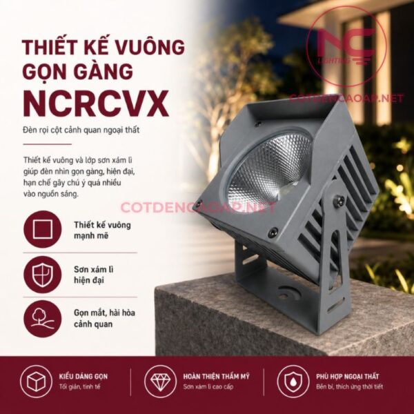 Đèn Rọi Cột Vuông Xám NCRCVX