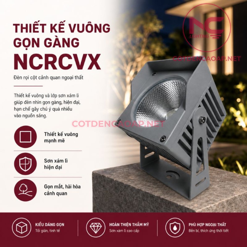 Đèn Rọi Cột Vuông Xám NCRCVX