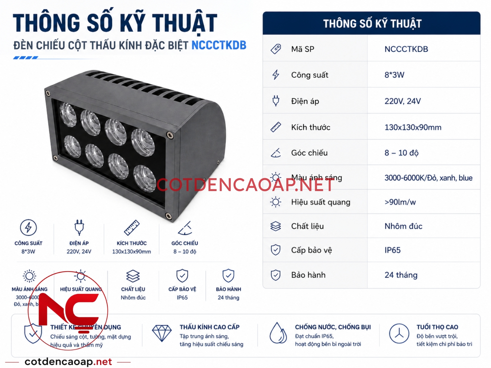 Thông số kỹ thuật đèn chiếu cây TKDB