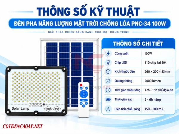 thông số kỹ thuật đèn pha led nlmt pnc-34
