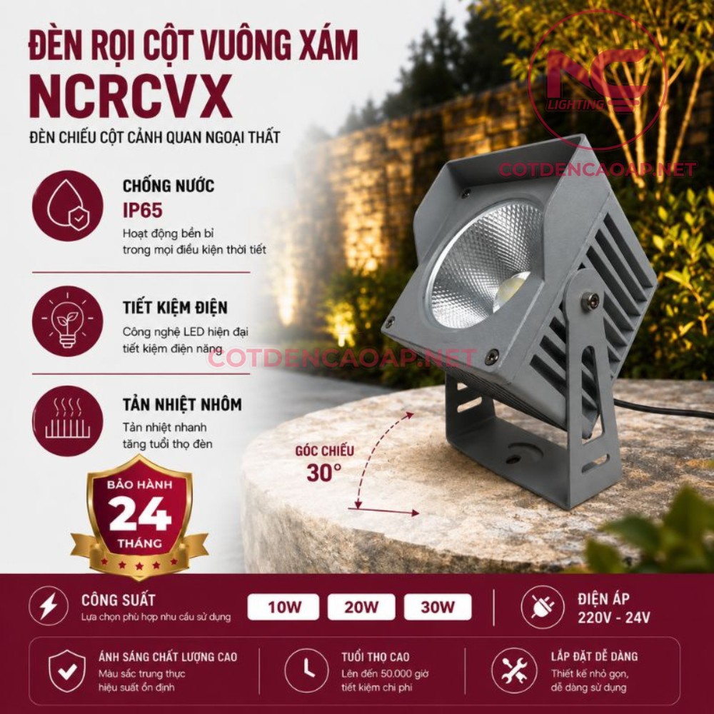Thông tin đèm rọi cột vuông xám NCRCVX