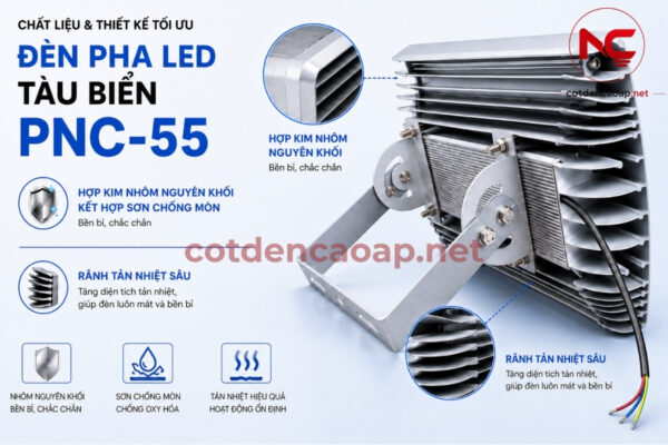 Chất liệu của đèn pha led tàu biển pnc 55