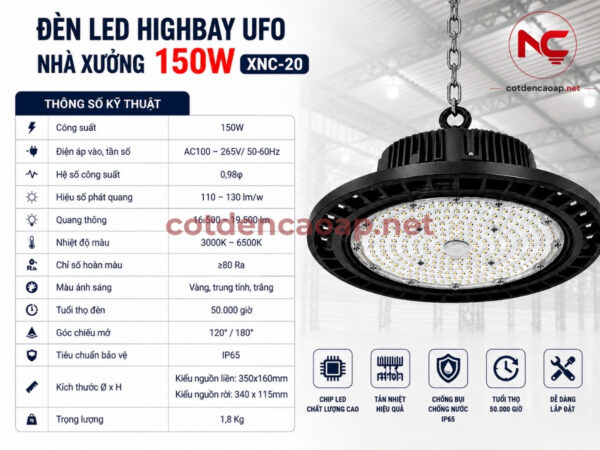 Thông số đèn led nhà xưởng XNC-20