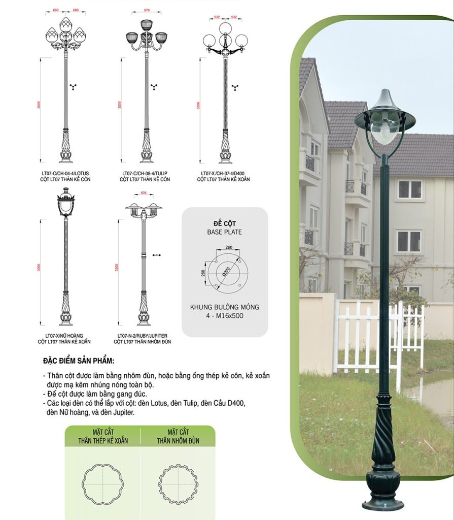 bản vẽ móng trụ đèn chiếu sáng