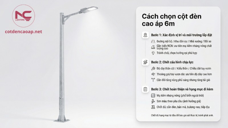 Cách chọn cột đèn cao áp 6m