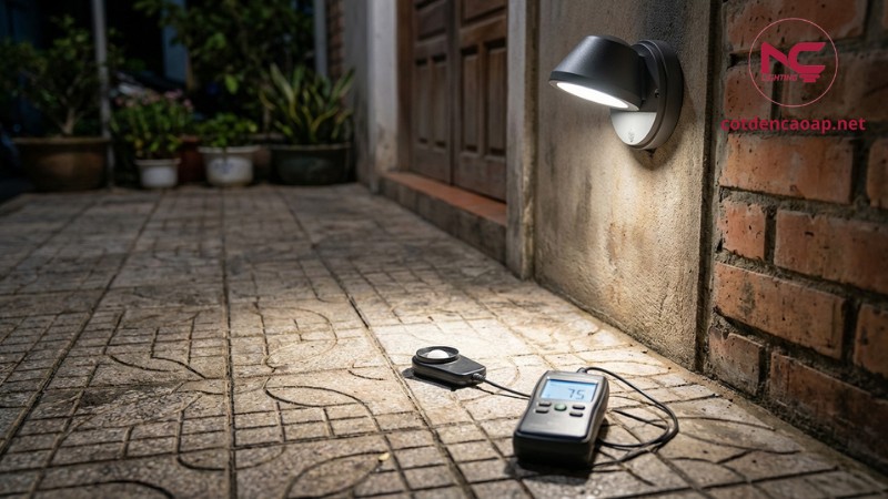 Minh họa độ rọi là mức ánh sáng trên bề mặt đo bằng lux