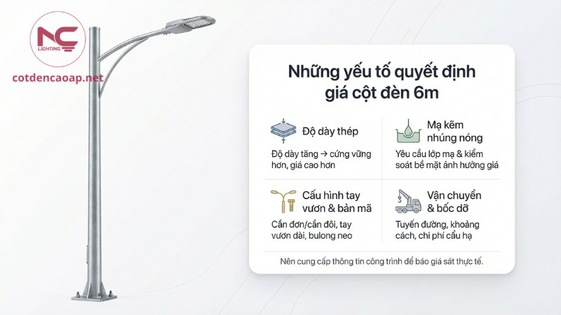 Yếu tố quyết định giá cột đèn cao áp 6m