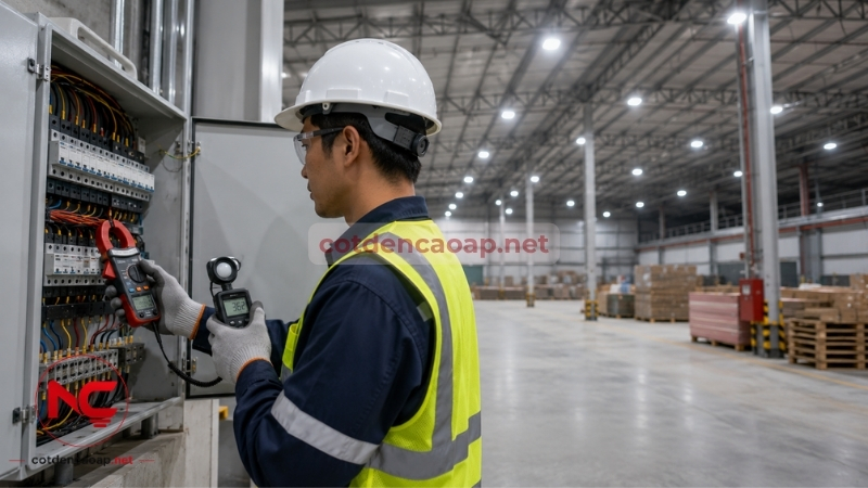 Kỹ sư đo kiểm hao phí điện năng chiếu sáng