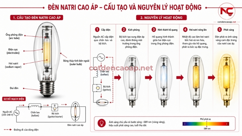 Cấu tạo và nguyên lý hoạt động của đèn sodium