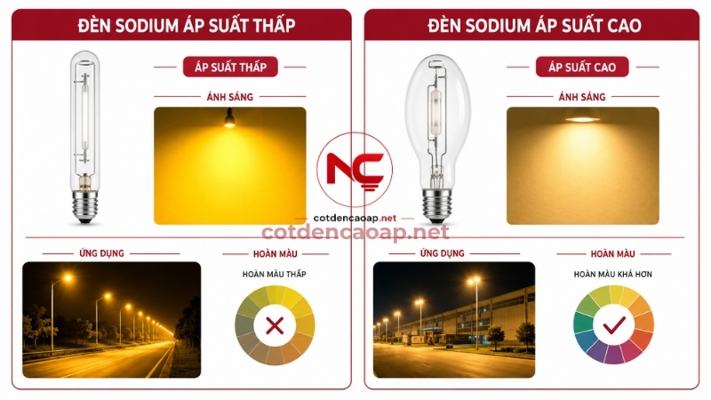 Phân loại đèn sodium áp suất thấp và đèn sodium áp suất cao