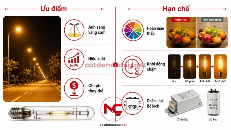 Ưu nhược điểm của đèn sodium trong chiếu sáng ngoài trời