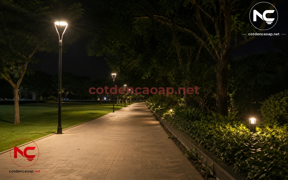 Phối đèn lối đi công viên