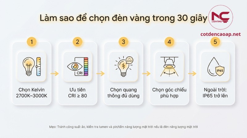Cách chọn đèn ánh sáng vàng