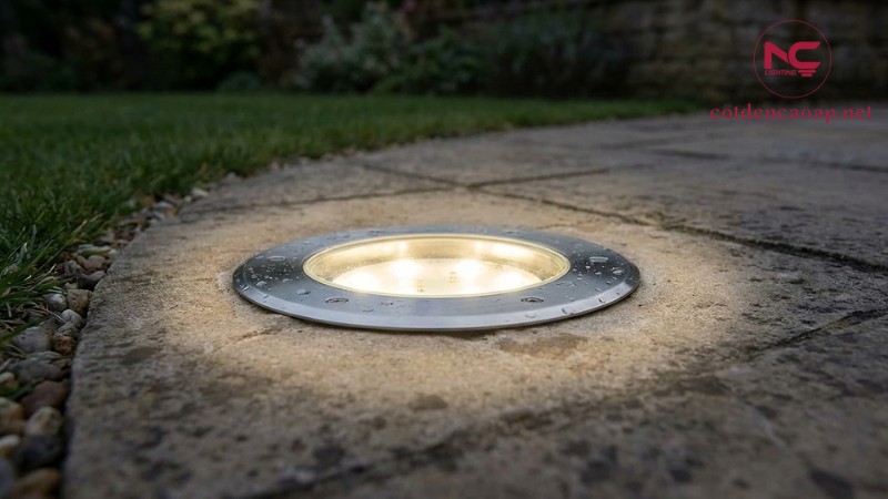 Đèn led âm đất cận cảnh