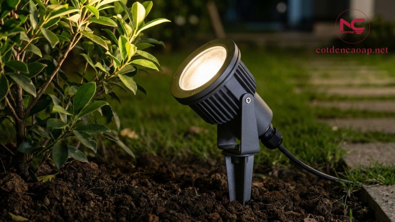 Cận cảnh đèn LED cắm cỏ ngoài trời