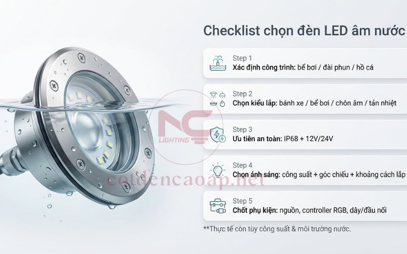 Checklist chọn đèn LED âm nước đúng nhu cầu
