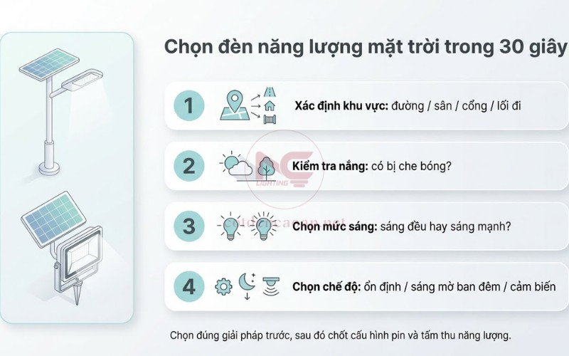 Checklist chọn đèn năng lượng mặt trời trong 30 giây