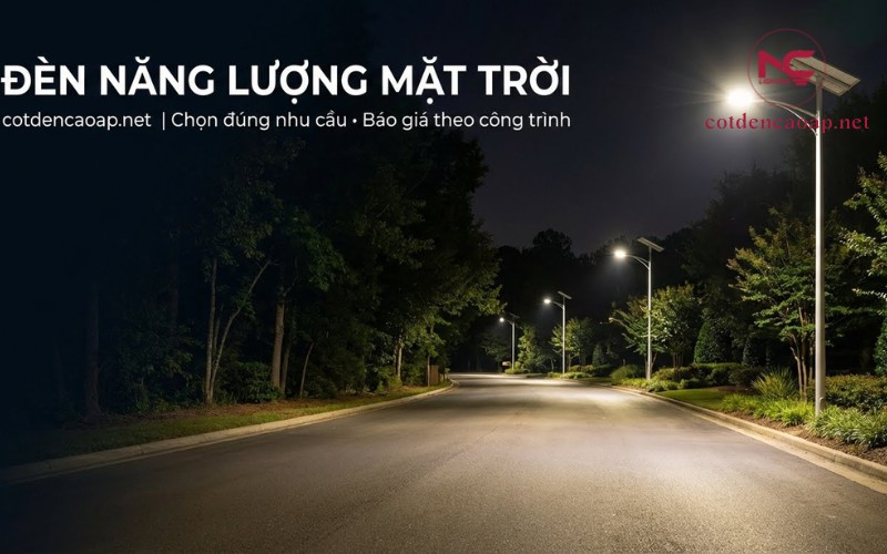 Đèn năng lượng mặt trời chiếu sáng đường nội bộ ban đêm